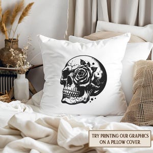 Botanical Skull file PNG Graphic Bundle, Floral Skull, Dark Academia, Skull Bee cut file, Skull Goblin Core, Commercial License