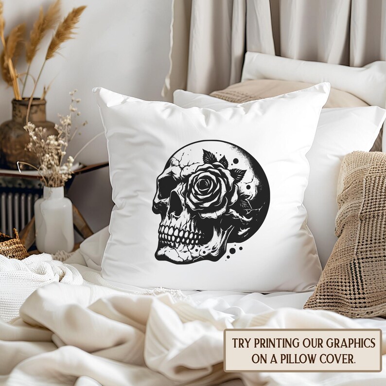 Botanical Skull file PNG Graphic Bundle, Floral Skull, Dark Academia, Skull Bee cut file, Skull Goblin Core, Commercial License