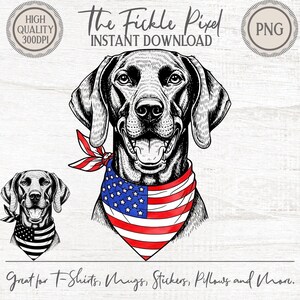 Tysk korthårspetare PNG, patriotisk hund Clipart, amerikansk flagga Bandana hund