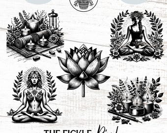 Lotus, Chakra, Zen Graphics Yoga PNG Clipart Bundle (Commercial Use)