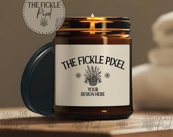 Amber Soy Candle Mockup, 9oz Jar PNG (Digital Download)