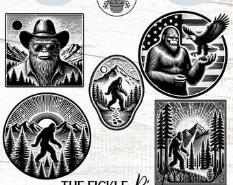 Pacchetto PNG di clipart di Bigfoot Sasquatch, file di taglio laser e Cricut, uso commerciale