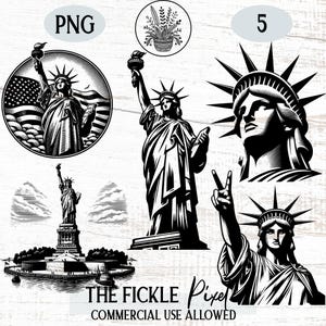 Statue of Liberty PNG Clipart Bundle, Freedom Monument Washington, Instant Download, Commercial Use, Pod, Laser Files