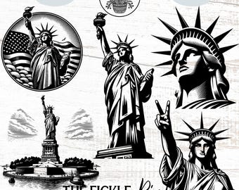 Statue of Liberty PNG Clipart Bundle, Laser Cricut Cut Files (Instant Download)