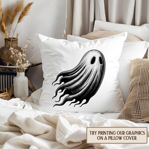 5 Ghost Halloween PNG Bundle – Vintage Spooky Ghosts, Haunted House, Graveyard, Flying Spirits & More | 300dpi Instant Download Clipart Set