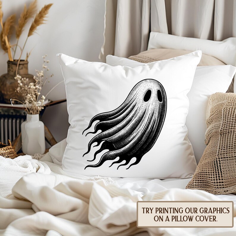 5 Ghost Halloween PNG Bundle – Vintage Spooky Ghosts, Haunted House, Graveyard, Flying Spirits & More | 300dpi Instant Download Clipart Set