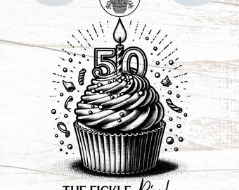 50th Birthday Cupcake Clipart, Vector, Sticker (Commercial Use) (PNG)