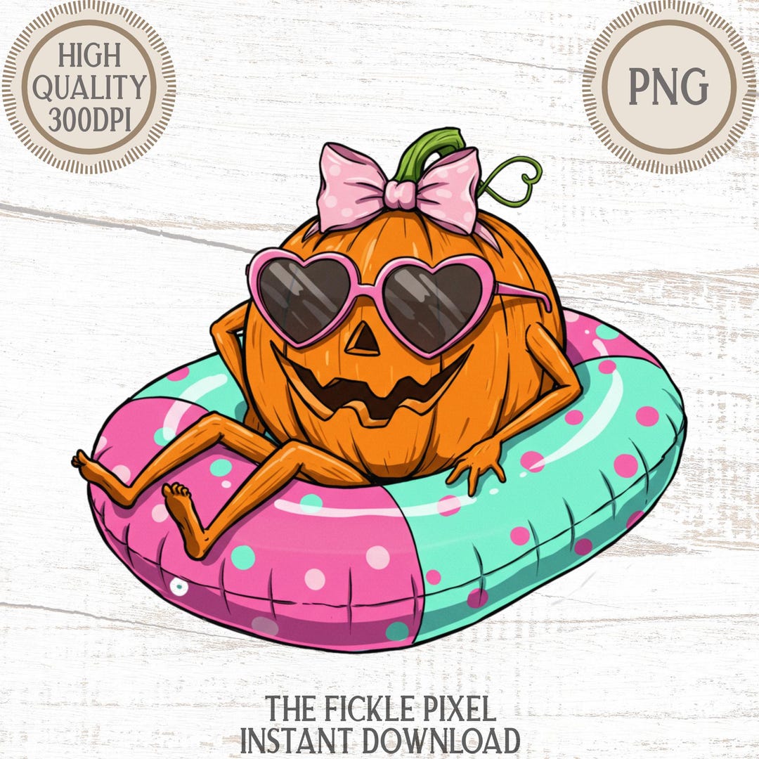 Pink Raft Animated Cute Pumpkin Girl Pink Raft PNG | Halloween Sublimation Design ...