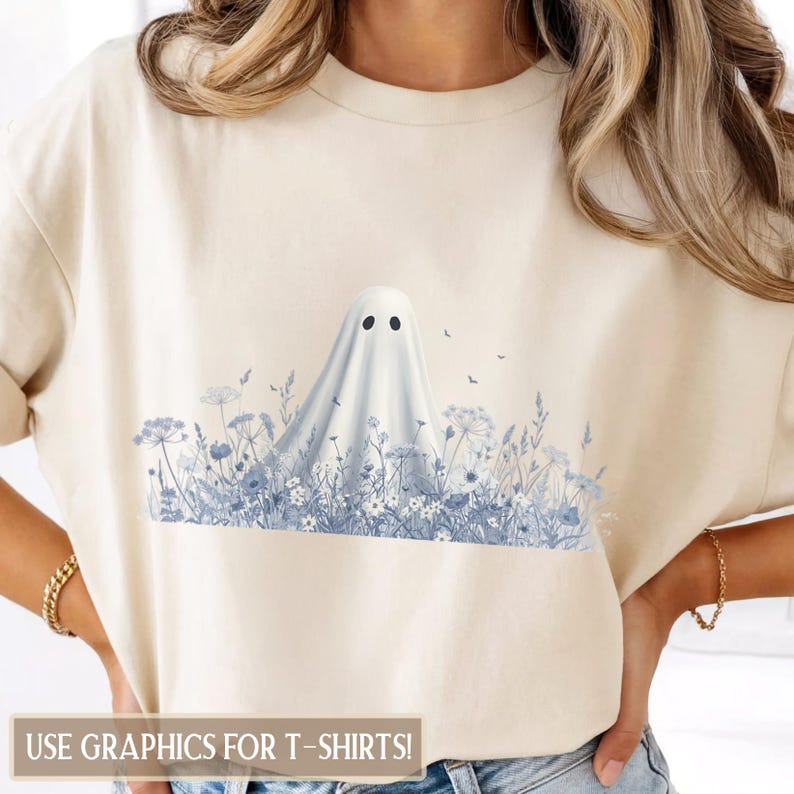 Chinoiserie Ghost in Wildflowers PNG | Toile Style Digital Art | Instant Download | Commercial Use | 300 DPI Print Ready Design