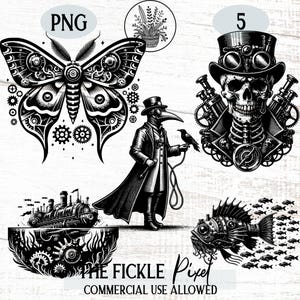 Steampunk Clipart PNG Bundle, Fantasy Graphics (Commercial Use)