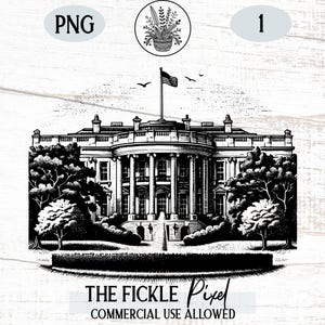 White House U.S. Png, U.S. President Home Mansion Building Washington DC, White House Clipart Graphic, Cricut Laser POD Commercial