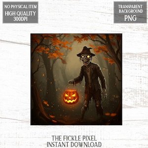 Haunted Forest Zombie Print: Spooky Halloween Wall Art (Digital Download