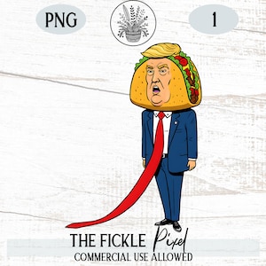 Taco Trump SVG PNG | Pop Art Satire of Donald Trump with Taco Head & Long Red Tie | T-Shirt Style Graphic | Instant Download | POD Use