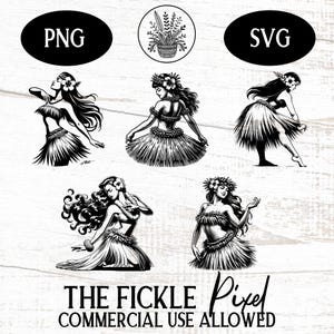 Hula Dancer PNG SVG Graphic Bundle, Hawaiian Girl Clipart, Polynesian Island, Pacific Luau Ritual, Laser Cricut Cut File, Commercial Use