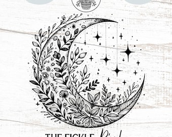 Boho Mond Blumen Sterne Kunst | Himmlische PNG SVG (Digitaler Download)