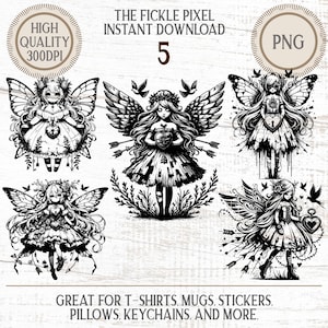 Pacote de gráficos PNG Fairy Pixie: clipart digital para Cricut
