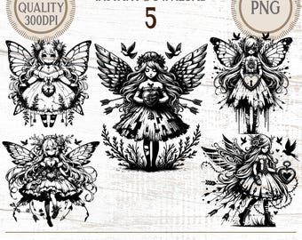 Fairy Pixie PNG Graphic Bundle: Digital Clipart for Cricut