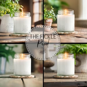 Candle Mockup Bundle, French Countryside Cottage Style White Candle Mockups Add Your Design, Clear Jar 9oz, Printify Candle Mockup