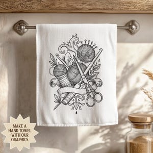 Crochet Tattoo Art Vintage Digital Download PNG SVG | Craft Design Hook Yarn Scissors | T-Shirt Wall Art Mug Print | Instant Download