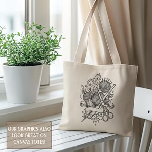 Crochet Tattoo Art Vintage Digital Download PNG SVG | Craft Design Hook Yarn Scissors | T-Shirt Wall Art Mug Print | Instant Download