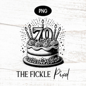 Bolo de feliz aniversário de 70 anos PNG, Confete de aniversário png, Saudação de 70 anos png, Camiseta de 70 anos, Cricut, Silhueta
