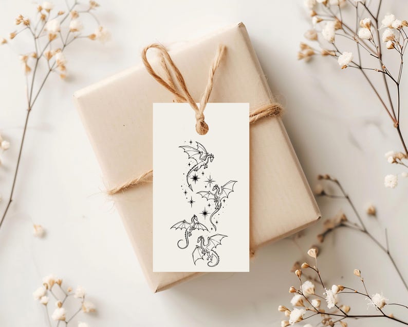 Magical Dragon Clipart PNG Stars Whimsical Fantasy Art Black White Coloring Page Tattoo Design image 10