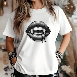Vampire Lips With Fangs Female, Gothic Sexy Vampire Lips Png, Files for Cricut and Laser Design, Instant Download Commercial Use POD