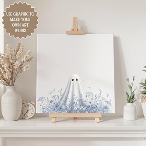 Chinoiserie Ghost in Wildflowers PNG | Toile Style Digital Art | Instant Download | Commercial Use | 300 DPI Print Ready Design