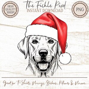 Christmas Labrador Dog PNG, Santa Hat Lab Sketch Art, Holiday Pet Clipart, Festive Watercolor Illustration, Xmas Digital Download