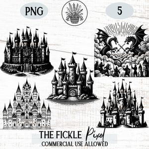 Gothic Castle PNG Clipart Bundle | Medieval Architecture & Castlecore Graphics for T-Shirts, Sublimation, Crafts | Commercial Use