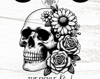 Floral Skull PNG, Gothic Roses Skeleton Clip Art (Commercial Use)