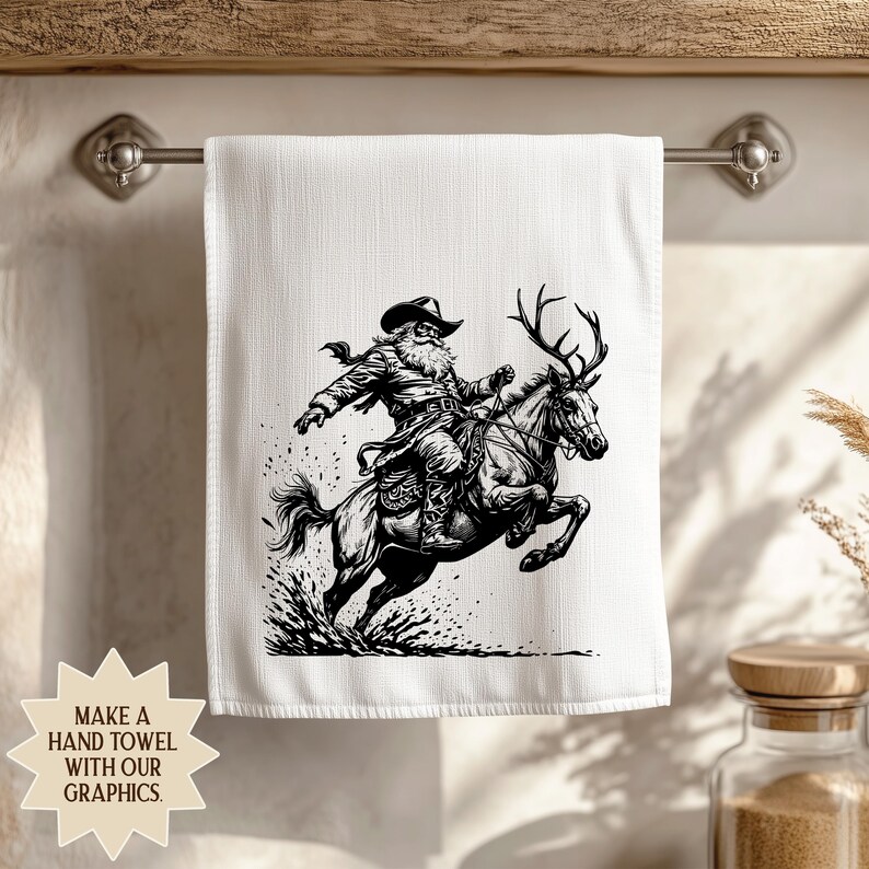 Rodeo Santa Christmas SVG PNG - Cowboy Hat Reindeer Western Holiday Design - Instant Download Sublimation Shirt Decal