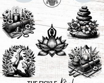 Yoga PNG Clipart Bundle | Lotus, Chakra, Zen (Commercial Use)