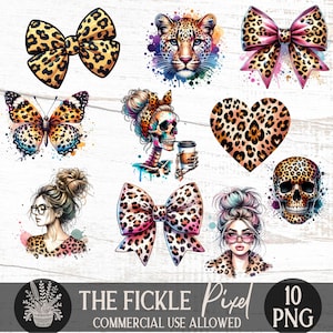 Leopard Print Clipart PNG, Leopard Print Fashion PNG, Coquette Leopard Print Clipart, Leopard Fashion, Cheetah Print, Commercial Use