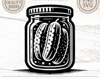 Vintage Pickle Jar Clipart: Retro Food Graphic (PNG, SVG Digital Download)