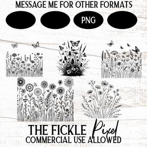 Wildflower Clip Art Bundle, Wildflower drawings, Wildflower Bundle design, Wildflower Png, Flower Bundle Drawings, Flower Bundle Clip Art