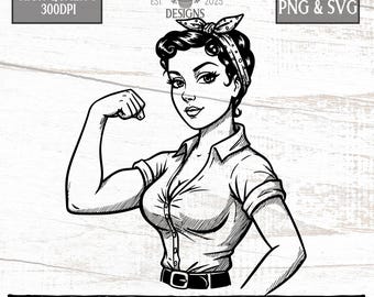We Can Do It PNG – Rosie the Riveter, Strong Woman Clipart (Digital Download)