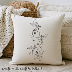 Magical Dragon Clipart PNG Stars Whimsical Fantasy Art Black White Coloring Page Tattoo Design image 12