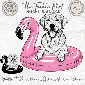 Lab in Flamingo Float PNG Clipart | Cute Dog Summer Graphic for Shirts Stickers