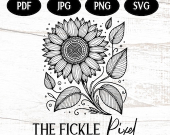 Sunflower SVG, PNG Clipart, Laser Engraving, Cricut (Digital Download)