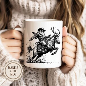 Rodeo Santa Christmas SVG PNG - Cowboy Hat Reindeer Western Holiday Design - Instant Download Sublimation Shirt Decal