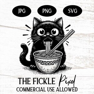 Noodle Cat Png, Japanese Noodle Png, Cartoon Cat Png, Cat Eating Ramen, PNG Printable, Sublimation Design, Digital PNG, My Ramen Gift Png