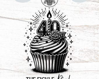 Happy 40th Birthday Cupcake PNG Clipart, Birthday Turning Forty