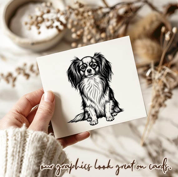 垂れ耳パピヨンの座っている肖像画 SVG PNG、ファレーヌ犬のクリップ