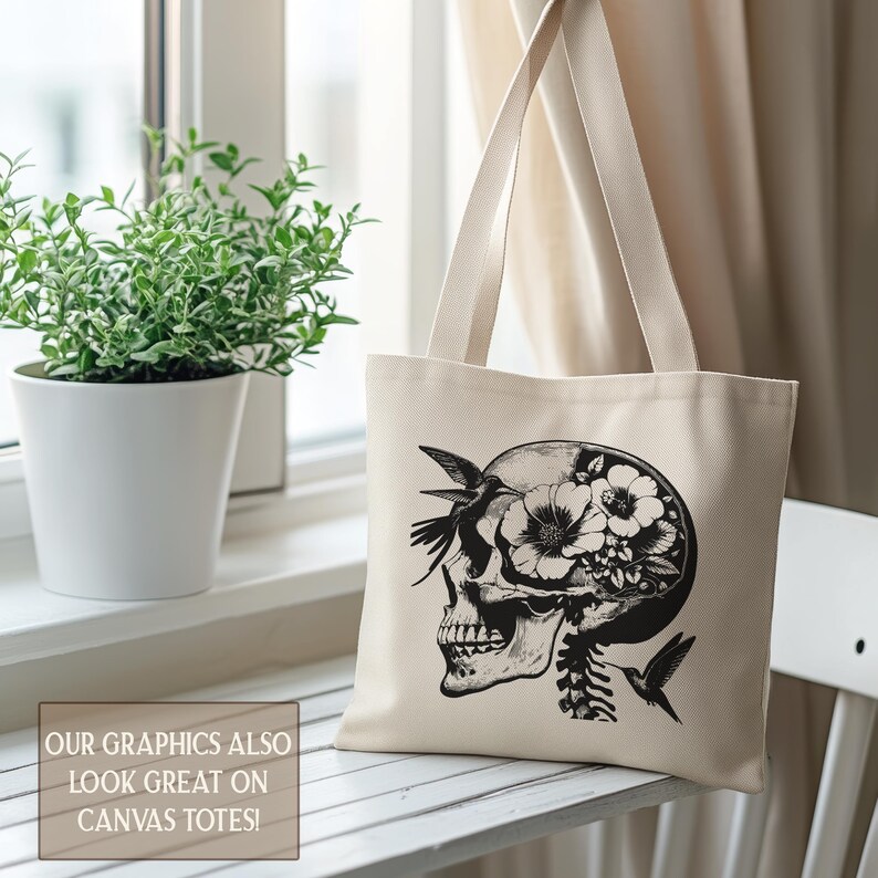 Botanical Skull file PNG Graphic Bundle, Floral Skull, Dark Academia, Skull Bee cut file, Skull Goblin Core, Commercial License