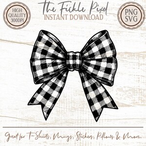 Buffalo Plaid Rosett Clipart, Farmhouse PNG SVG (digital nedladdning)