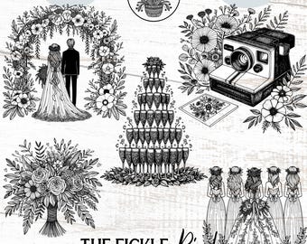 Floral Wedding Illustration PNG Bundle, Venue Graphics (Commercial Use)