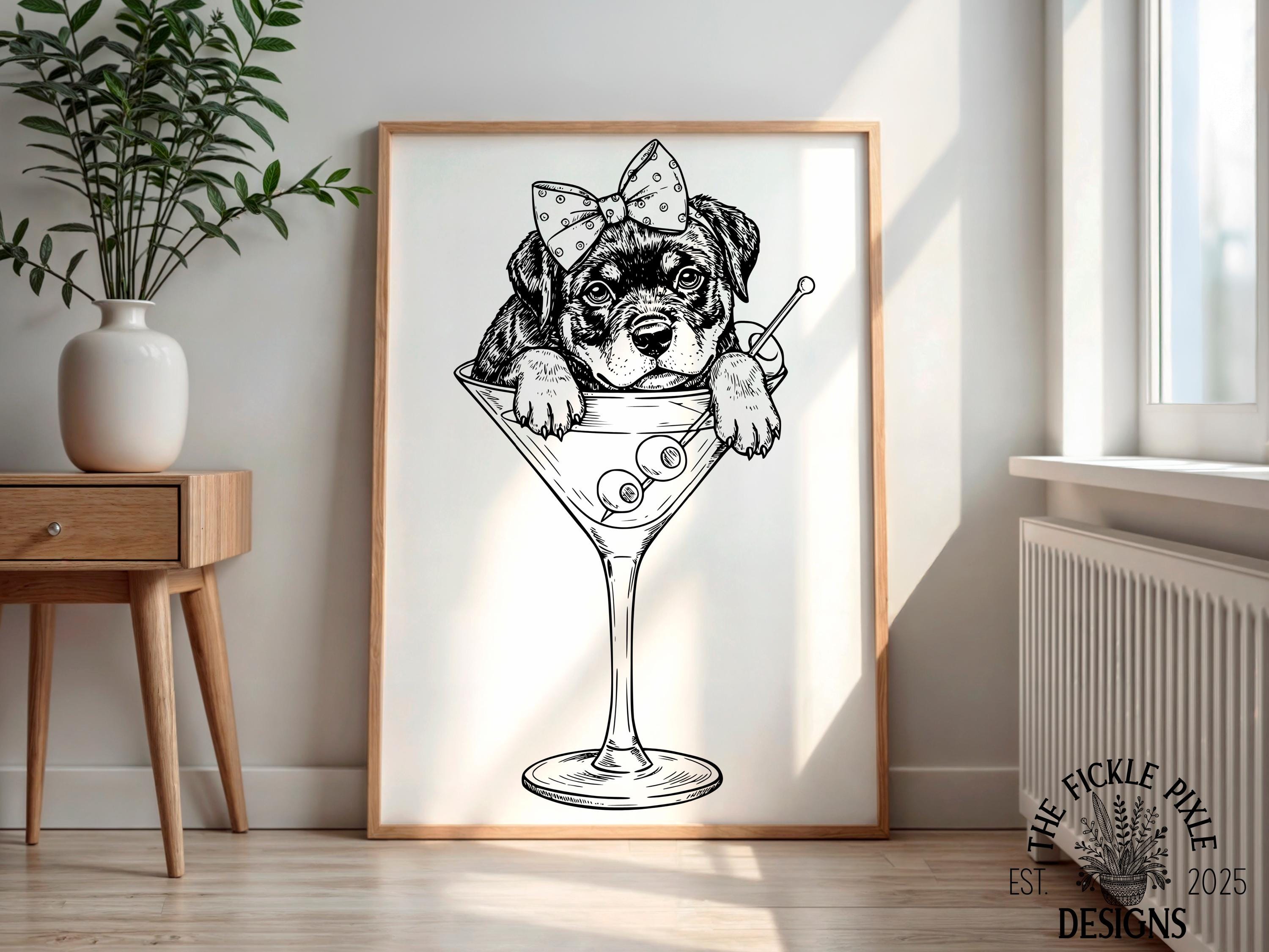 Rottweiler Puppy in Martini Glass SVG PNG | Cute Dog Clipart for Mugs ...