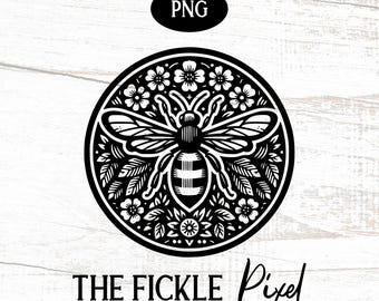 Círculo de abeja y flores PNG, silueta, Cricut, emblema floral de abejorro, clipart
