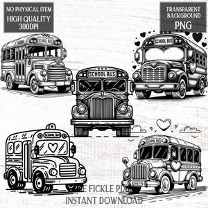School Bus PNG Clipart Bundle | School Bus Cut Files for Cricut & Crafts | Bus Driver SVG | Commercial Use | Instant Digital Download